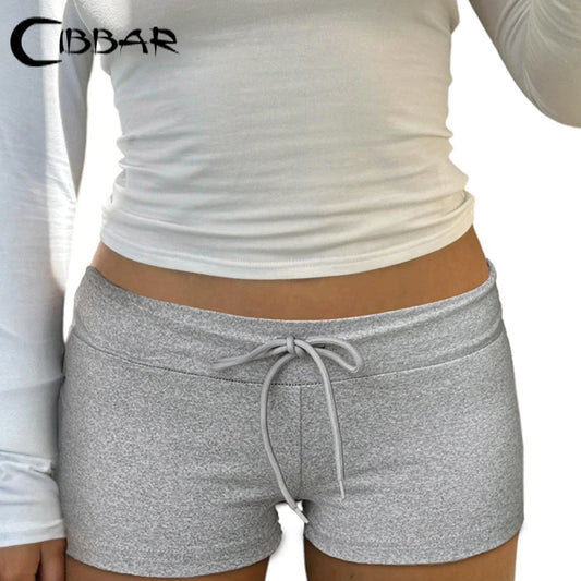 CIBBAR Streetwear Basic Solid Shorts Summer Lace-up Low Rise Skinny Hot Sexy Shorts Women Casual Clothing y2k Aesthetic Vintage