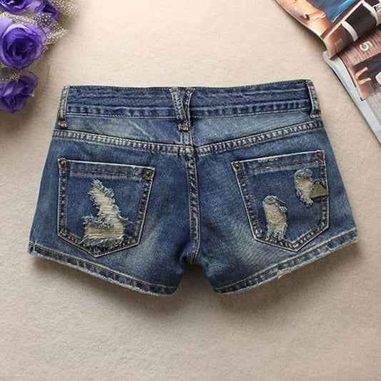 Women'S Vintage Jeans Shorts Fashion Casual Low Waist Straight Leg Wide Leg Jeans Loose Ripped Shorts Jean Pants For Women Sexy